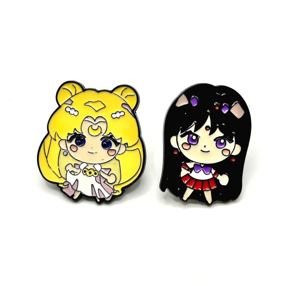 Sailor Moon & Mars Enamel Pin Set OS Multi Chibi Anime Kawaii Manga Collectible